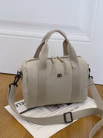 Women Minimalist Nylon Boston Crossbody Bag Solid Color Casual Pillow Handbag With Adjustable Shoulder Strap Top Handle Bag