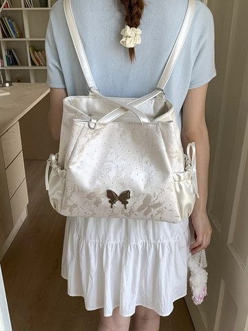 Borsa Tote da Donna con Motivo a Farfalla in Pelle PU Borsa a Tracolla di Grande Capacità Elegante Borsa da Lavoro con Fibbia