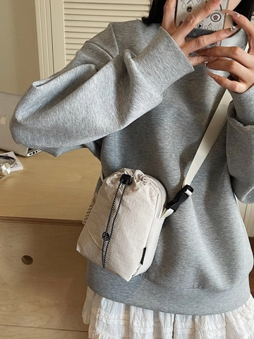 Wasserdichte Stoff Handytasche Casual Kordelzug Eimer Umhängetasche Für Damen Schultertasche Leichte Outdoor Tasche