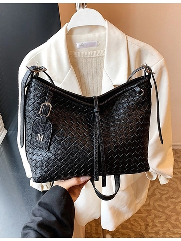 Modische Gewebte PU-Leder Einkaufstasche Große Kapazität Lässige Unterarm Schultertasche Für Damen Vintage Crossbody Tasche