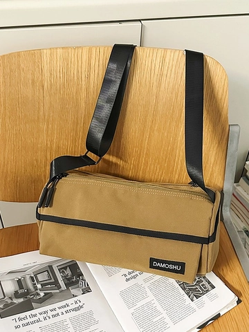 Fashion Nylon Cylinder Crossbody Bag For Women Men Casual Solid Color Adjustable Strap Couple Messenger Shoulder Bag