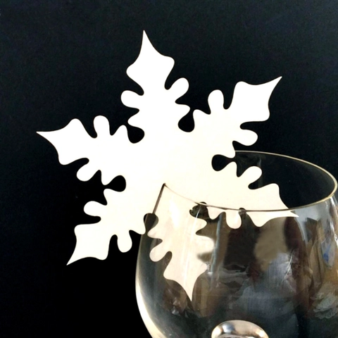Snowflake Pearlescent Paper Place Cards Laser Cut Glass Cup Name Cards For Christmas Wedding Party Table Decoration