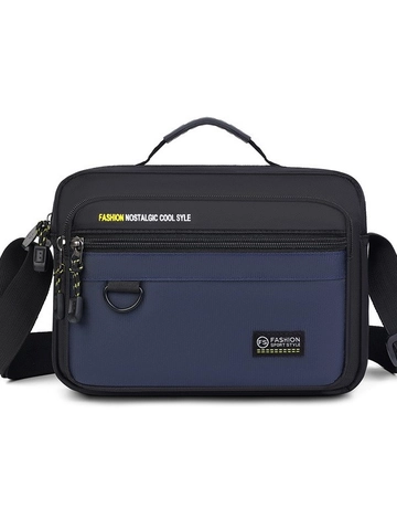 Herren Casual Oxford Stoff Umhängetasche Multi-Tasche Wasserdicht Schultertasche Farbblock Messenger Bag für den Täglichen Pendelverkehr