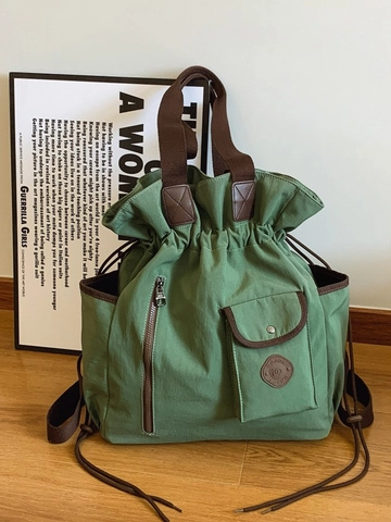Borsa a Secchiello in Tela Pieghettata Casual da Donna Grande Capacità Coulisse Borsa a Tracolla Design di Nicchia Versatile per Viaggi