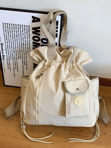 Borsa a Secchiello in Tela Pieghettata Casual da Donna Grande Capacità Coulisse Borsa a Tracolla Design di Nicchia Versatile per Viaggi