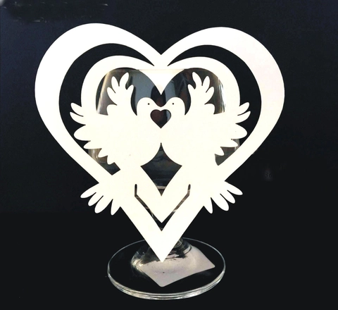Lasergeschnitten Herz Liebesvögel Weinglas Tischkarten Perlmuttpapier Hohl Sitzkarten Für Hochzeit Valentinstag Party Deko