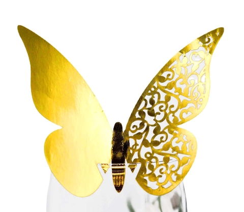 3D Butterfly Laser Cut Hollow Pearl Paper Place Cards Wine Glass Name Cards For Wedding Banquet Party Decorations
