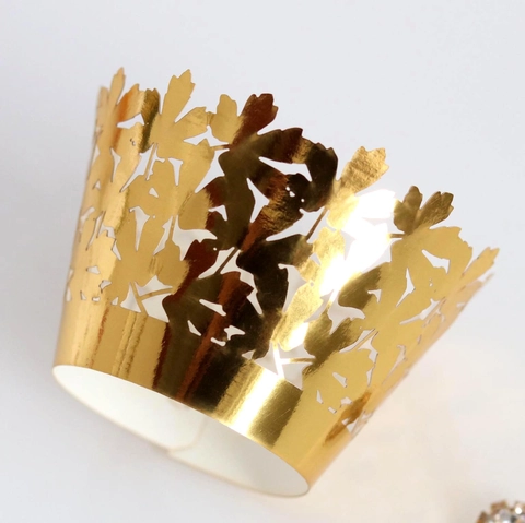 Découpe Laser Papiers Cupcake en Papier Perlé Dentelle Fleur Feuille d'Érable Bordures de Gâteau Décoration Pour Mariage Anniversaire Fête Dessert