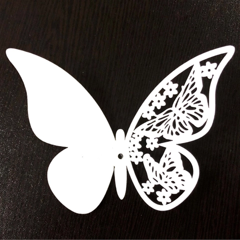 Lasergeschnittene Schmetterling Cup Karte Perlmuttpapier Platzkarte Für Hochzeit Party Deko 3D Hohl Schmetterling Wandaufkleber