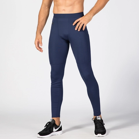 Heren Compressie Sportleggings Met Ritszakken Polyester Spandex Sneldrogend Hoge Elasticiteit Hardlopen Gym Fitness Trainingsbroek