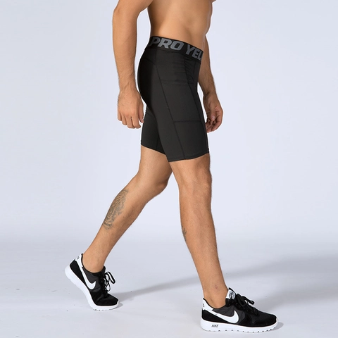 Pantaloncini a Compressione Professionali da Uomo Con Tasca Laterale per Telefono Cintura Elastica Con Lettere Pantaloncini da Corsa