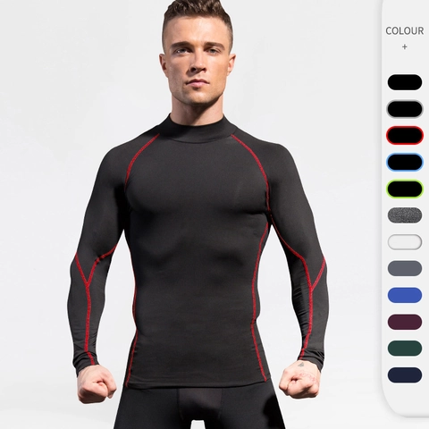 Maglietta Sportiva a Maniche Lunghe a Compressione da Uomo Top da Corsa Fitness ad Asciugatura Rapida Traspirante Elastico