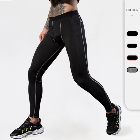 Men's Compression Pants Quick Dry Tight Training Trousers With Reflective Zipper Ankle Elastic Breathable Running Leggings