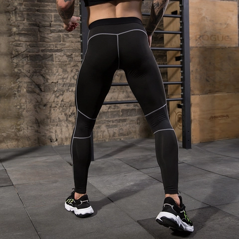 Men's Compression Pants Quick Dry Tight Training Trousers With Reflective Zipper Ankle Elastic Breathable Running Leggings