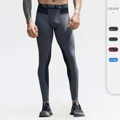 Pantalon de Compression Pro pour Hommes Séchage Rapide Collants de Sport Haute Élasticité Respirant Fitness Leggings Course Gym