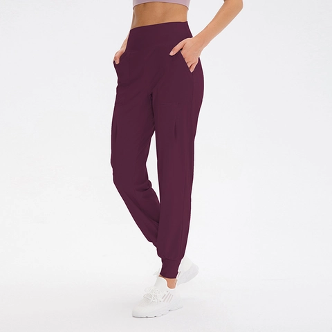 Damen Hohe Taille Sport Jogginghose Schnelltrocknend Locker Yoga Hose Mit Seitentaschen Athletisch Fitness Training Hose