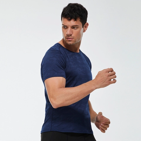Men's Quick Dry Sport T-Shirt Camouflage Polyester Spandex Printed Breathable Stretch Top For Gym Running Training Fitness