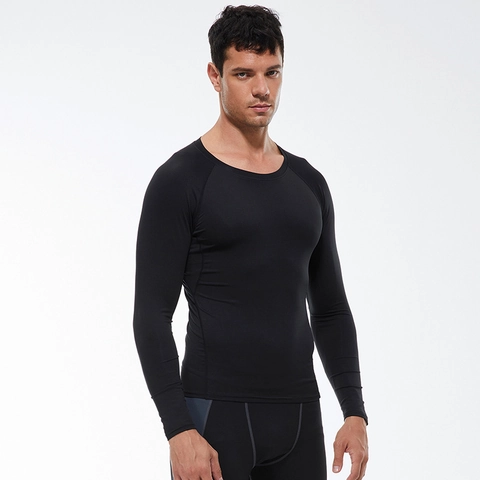 Men Compression Long Sleeve Sports T-Shirt Quick Dry Breathable Elastic Gym Running Fitness Training Top Polyester Spandex