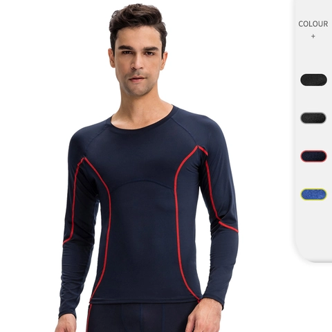 Heren Compressie Lange Mouw Sportshirt Sneldrogend Ademend Fitness Training Gym Hardlopen Baselayer Slim Fit Top