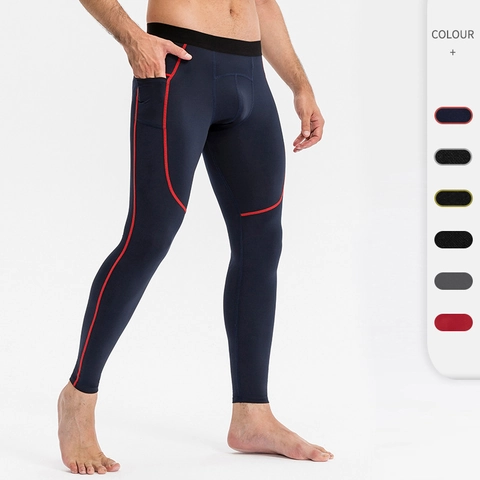 Heren PRO Compressiebroek Hoge Elasticiteit Sneldrogend Hardloopbroek Fitness Leggings Met Zakken Strakke Sportbroek Voor Training Workout