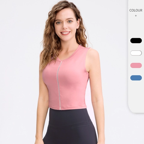 Damen Slim Fit Sport Tank Top Schnelltrocknend Atmungsaktiv Yoga Weste Zum Laufen Fitness Rundhalsausschnitt Ärmelloses Sportoberteil