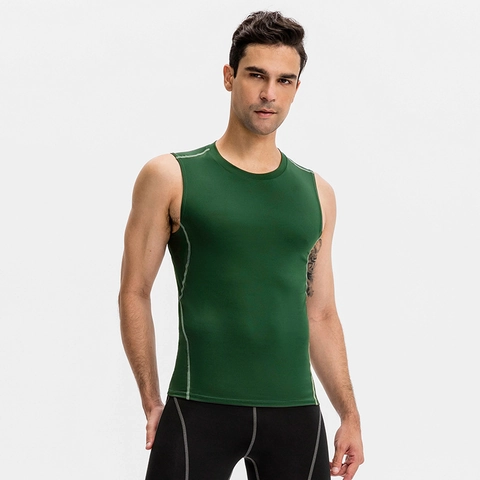 Men Professional Fitness Compression Tank Top Sleeveless Quick Dry Sports Vest High Elastic Polyester Training Gym Top