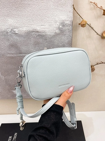 Bolso Bandolera Minimalista de Cuero PU Granulado para Mujer Bolso Cuadrado Pequeño Con Colgante de Corazón Moda Diaria