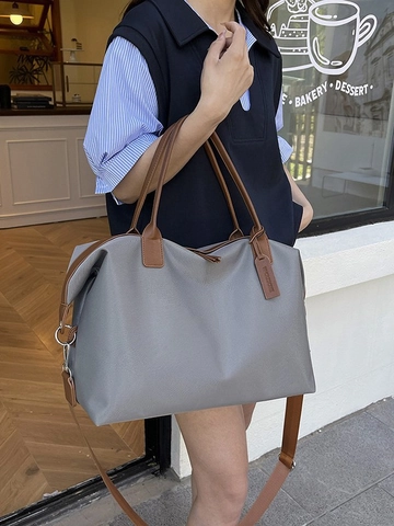 Large Capacity Fashion Nylon Travel Duffle Bag For Women Waterproof Tote Shoulder Handbag Casual Weekend Overnight Bag