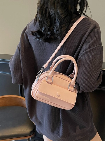 Borsa a Cuscino Mini in Pelle PU alla Moda Donna con Cuciture Lucide Borsa a Tracolla Piccola Semplice con Manico Superiore