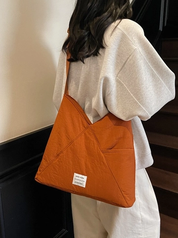 Bolso de Hombro de Gran Capacidad para Mujer Bolso de Bandoulière Casual Tote Tela Color Sólido Correa Ajustable Trabajo Escuela Bolso de Viaje Moda