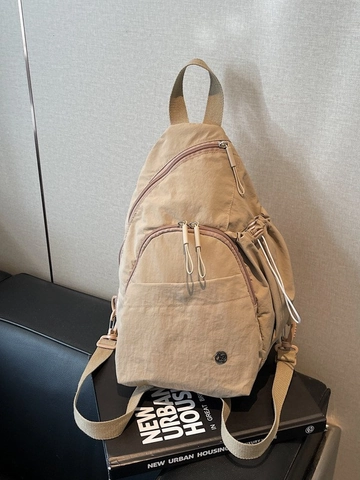 Zaino in Nylon Moda Semplice da Donna Zaino Piccolo Casual Pendolare Plissettato Cinturino Regolabile Borsa a Tracolla Urbana