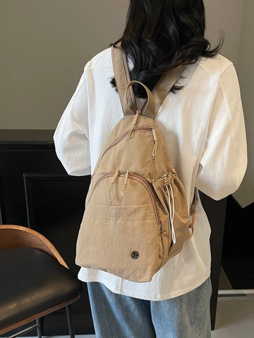 Zaino in Nylon Moda Semplice da Donna Zaino Piccolo Casual Pendolare Plissettato Cinturino Regolabile Borsa a Tracolla Urbana