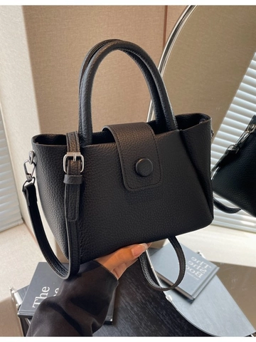 Women Fashion PU Leather Bucket Bag Trendy Lychee Texture Small Shoulder Crossbody Bag With Top Handle Detachable Strap Handbag