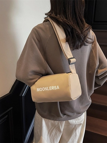 Mode Damen Leinwand Kissentasche Umhängetasche Große Kapazität Mode Buchstaben Druck Schultertasche Mit Verstellbarem Breitem Gurt