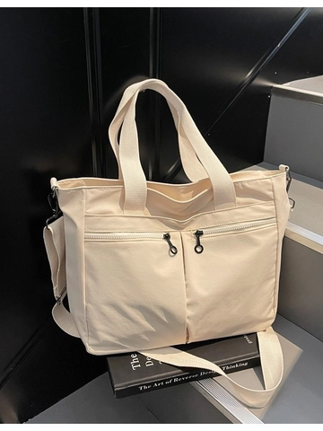 Damen Große Kapazität Segeltuch Tragetasche Mehrfachtaschen Schulter Umhängetasche Reise Schule Handtasche Polyester Futter