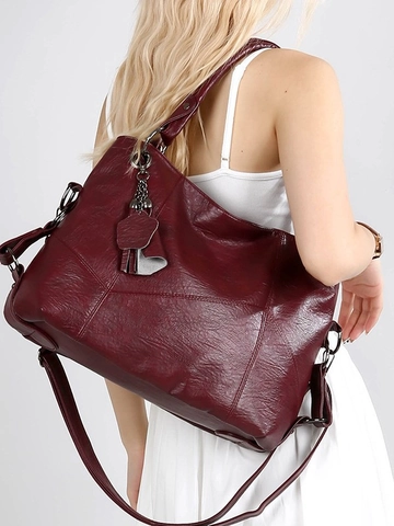 Bolso Tote de Mujer Gran Capacidad Cuero Sintético Borla Bolso de Hombro Vintage Bandolera Casual Moda Bolso de Mano Diario Mujer