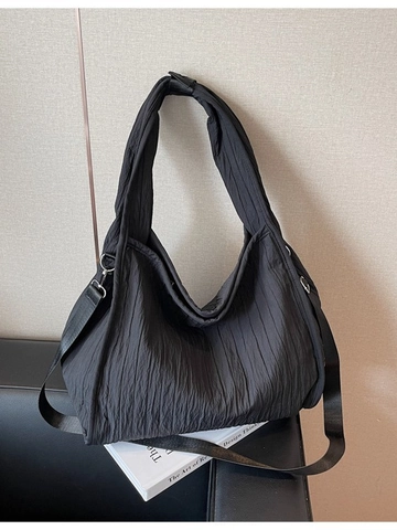 Grote Capaciteit Canvas Schoudertas Voor Vrouwen Geplooide Textuur Pendel Tote Tas Mode Veelzijdige Hobo Tas Student Schooltas