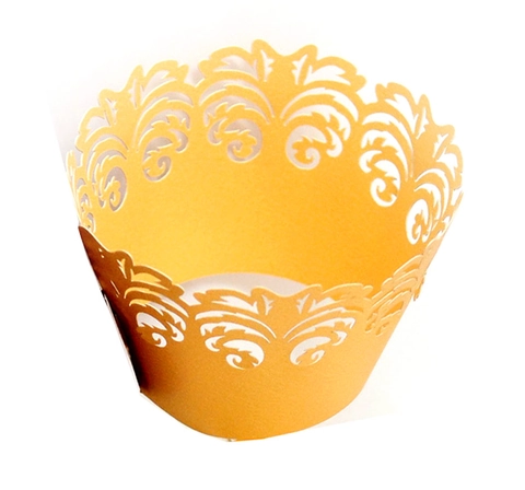 Laserschnitt Cupcake-Manschetten Ausgehöhlte Krone Rebe Spitze Kuchen Papier Cup Halter Für Hochzeit Geburtstag Party Deko