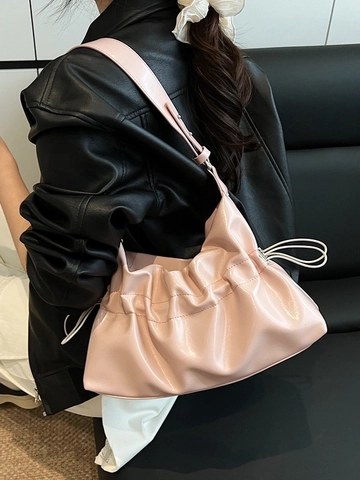 Damen Hobo Tasche PU Leder Geraffte Cloud Bag Verstellbarem Schultergurt Umhängetasche Trendy Eimertasche Täglich Mode