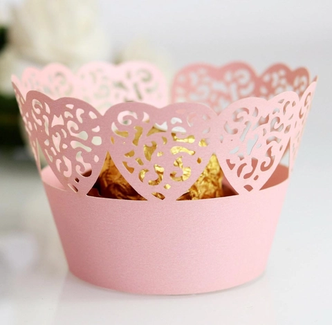 Bordures de Cupcake Cœur Découpe Laser Papier Décor de Gâteau Cœur pour Mariage Anniversaire Saint Valentin Fête Décoration