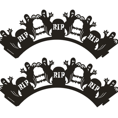 Involucri per Cupcake di Halloween Taglio Laser Fantasma Pipistrello Lapide RIP Design Decorazione per Torta per Feste