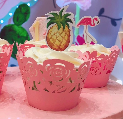 Laser Cut Rose Floral Cupcake Wrappers Hollow Out Cardstock Cake Paper Decorations For Wedding Birthday Party Ornaments