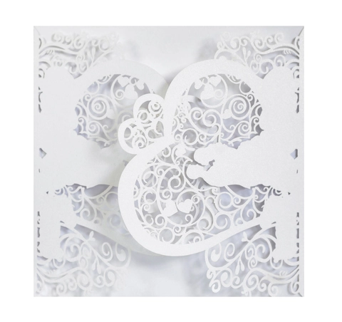 Elegante Lasergeschnittene Hochzeitseinladungskarten Hohl Aus Perlmuttpapier Einladungen Mit Umschlägen Für Hochzeiten