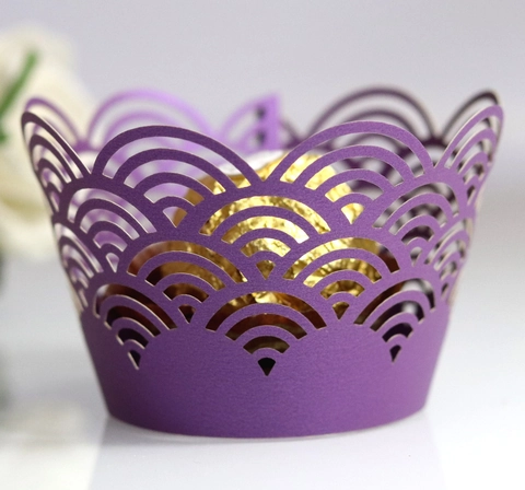 Laser Cut Cupcake Wrappers Wave Pattern Decorative Hollow Paper Liners For Wedding Birthday Party Festival Celebration