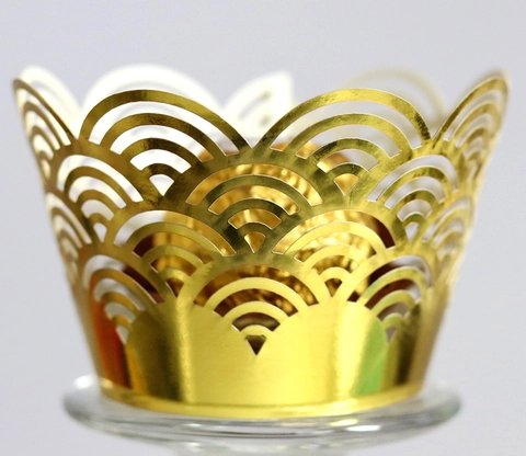 Laser Cut Cupcake Wrappers Wave Pattern Decorative Hollow Paper Liners For Wedding Birthday Party Festival Celebration