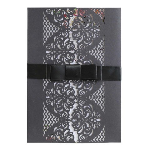 Europäische Laser Geschnitten Einladungskarten Hohl Blumen Spitze Cover Mit Satin Schleife Perlmuttpapier Hochzeit Party