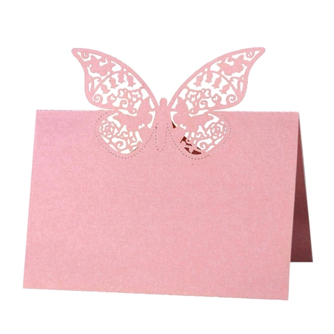 Laser Cut Butterfly Place Cards Hollow Out Pearlescent Paper Name Cards For Wedding Banquet Party Table Decoration Seat Cards