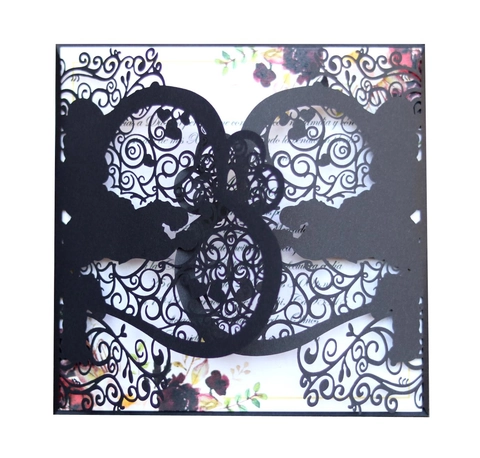 Romantic Laser Cut Wedding Invitations Floral Lace Heart Hollow Greeting Cards With Envelopes For Marriage Party Invitation