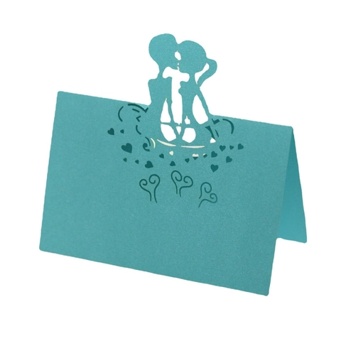 Marque-places Cœur de Couple Découpés au Laser Papier Nacré Mariage Table Cartes de Nom pour Décoration de Fête Saint-Valentin