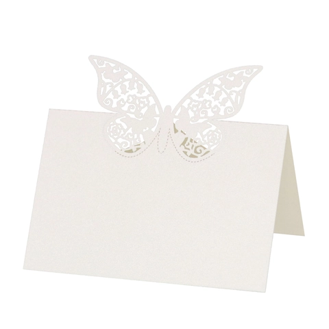 Marque-places de Mariage Papillon Découpe Laser Papier Nacré Cartes de Nom de Table pour Banquet Fête Réception Décoration